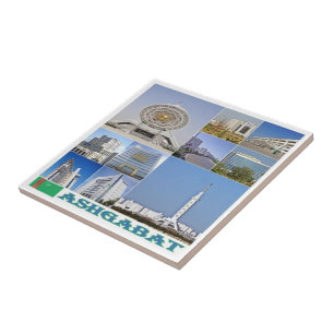 zTM003 Collage of ASHGABAT, Turkmenistan, Fliese