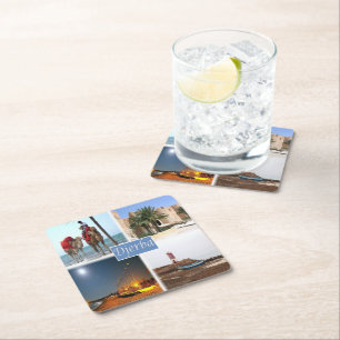 zTN017 DJERBA, Mosaik, Tunesien, Afrika, Square Pa Rechteckiger Pappuntersetzer