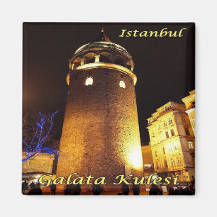 zTR015 ISTANBUL GALATA TOWER by night, Kühlschrank Magnet