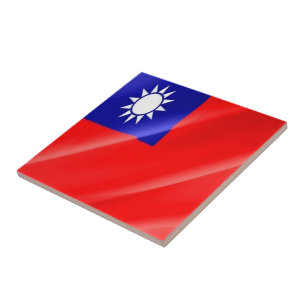 zTW002 TAIWANESE Waving Flag, Taiwan Formosa, Fliese