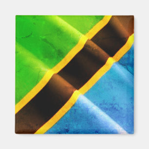 zTZ002 TANSANIA, Waving Flag, Afrika, Kühlschrank Magnet