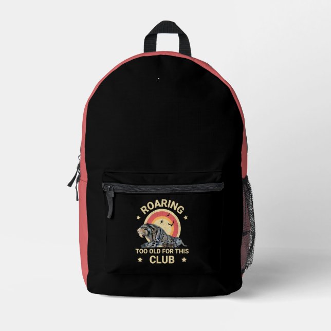 Zu alt für diesen Club Saberzahniger Tiger Bedruckter Rucksack (Vorderseite)