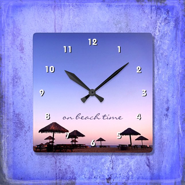 Zu Beach Time California Lila Rosa Sunset Foto Quadratische Wanduhr (Von Creator hochgeladen)
