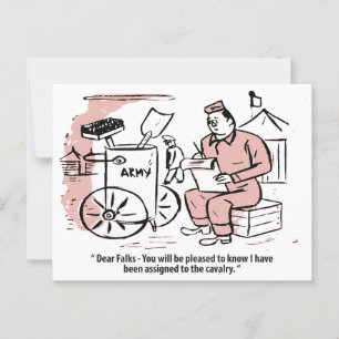 Zu Calvary, Spaß der Armee, Funny Vintag Postkarte