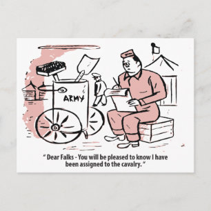 Zu Calvary, Spaß der Armee, Funny Vintag Postkarte