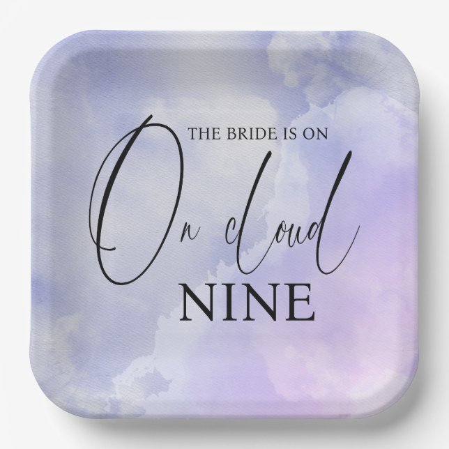 zu Cloud Nine 9 Calligraphy Blue Brautparty Pappteller (Vorderseite)