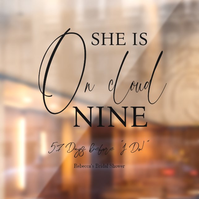 zu Cloud Nine 9 Calligraphy Brautparty Fensteraufkleber (Blatt 2)