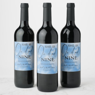 zu Cloud Nine Calligraphy Blue Brautparty Vielen D Weinetikett