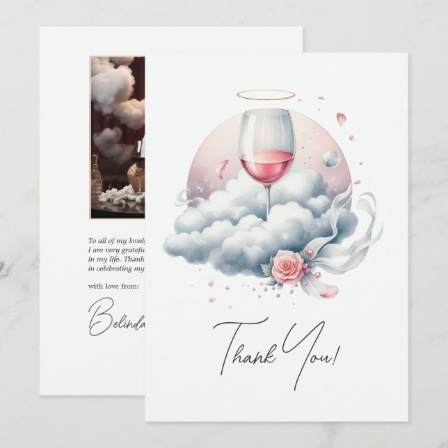 Zu Cloud Wine Brautparty Dankeskarte (Vorne/Hinten)