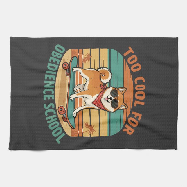 Zu cool für die Hundeschule Skateboard Geschirrtuch (Horizontal)