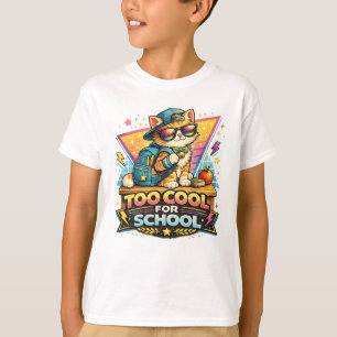 Zu cool für die Schule Retro-Katze T-Shirt