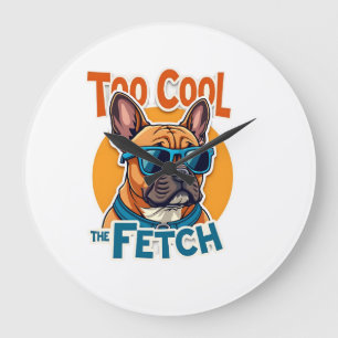 Zu cool für Fetch Französische Bulldogge Vintage-S Große Wanduhr