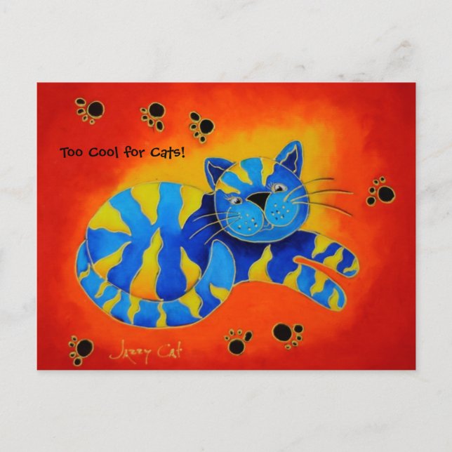 Zu Cool für Katzen! -Smiley Smug Red Cat Postkarte (Vorderseite)