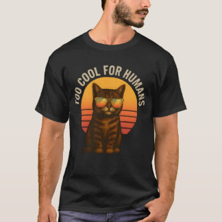 Zu cool für Menschen - Vintage-Sonnenbrille-Kätzch T-Shirt