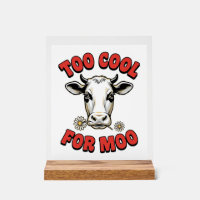 Zu cool für Moo Lustiges Kuh Vintage-Shirt-Design_