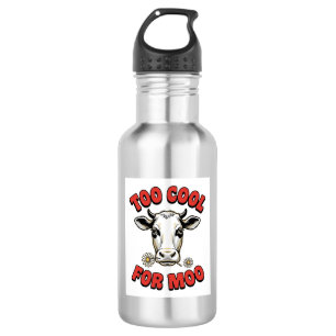 Zu cool für Moo Lustiges Kuh Vintage-Shirt-Design_ Edelstahlflasche