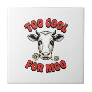 Zu cool für Moo Lustiges Kuh Vintage-Shirt-Design_ Fliese