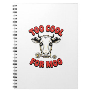 Zu cool für Moo Lustiges Kuh Vintage-Shirt-Design_ Notizblock