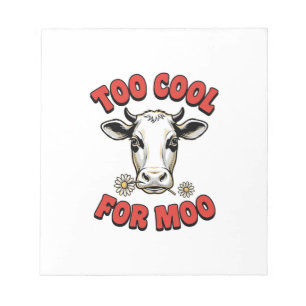 Zu cool für Moo Lustiges Kuh Vintage-Shirt-Design_ Notizblock