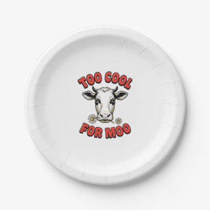 Zu cool für Moo Lustiges Kuh Vintage-Shirt-Design_ Pappteller
