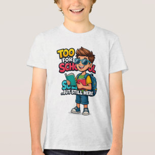 Zu Cool für School Cartoon Boy with Books - Funny Tri-Blend Shirt
