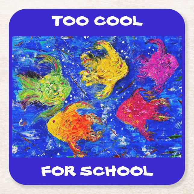 ZU COOL FÜR SCHULPLATZPLATTE RECHTECKIGER PAPPUNTERSETZER (Vorderseite)