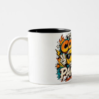 Zu cool, um in Panik zu geraten, lustiges Smiley-G Zweifarbige Tasse