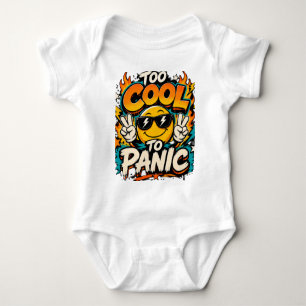Zu cool um in Panik zu geraten Lustiges Smiley-Gra Baby Strampler