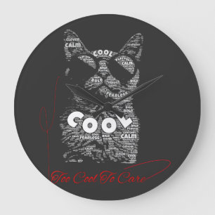 Zu cool, um Katzen-Typografie zu beachten Große Wanduhr