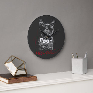 Zu cool, um Katzen-Typografie zu beachten Große Wanduhr