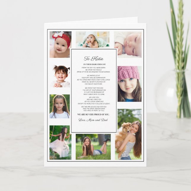 Zu Daughter Abschluss Day White Modern 9 Foto Karte (Vorderseite)