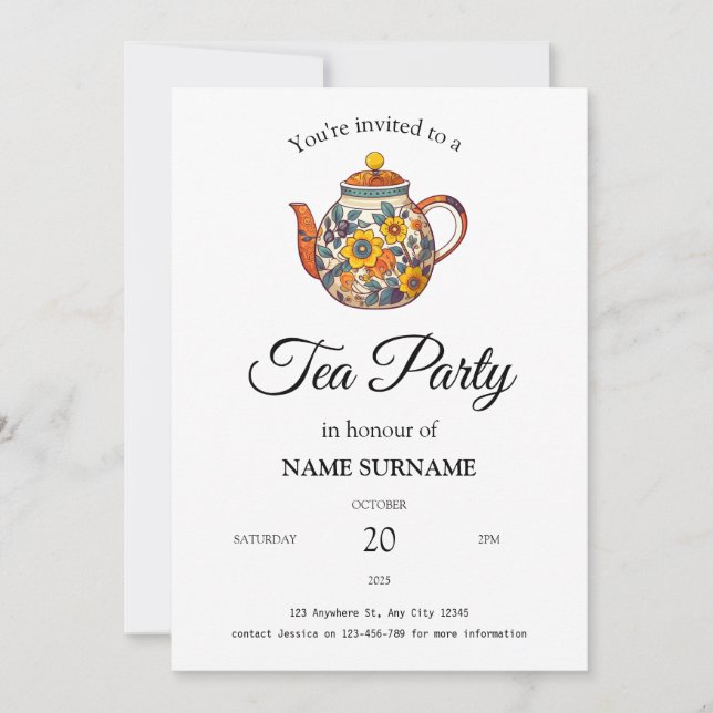 Zu Ehren der Tea-Party Einladung (Vorderseite)