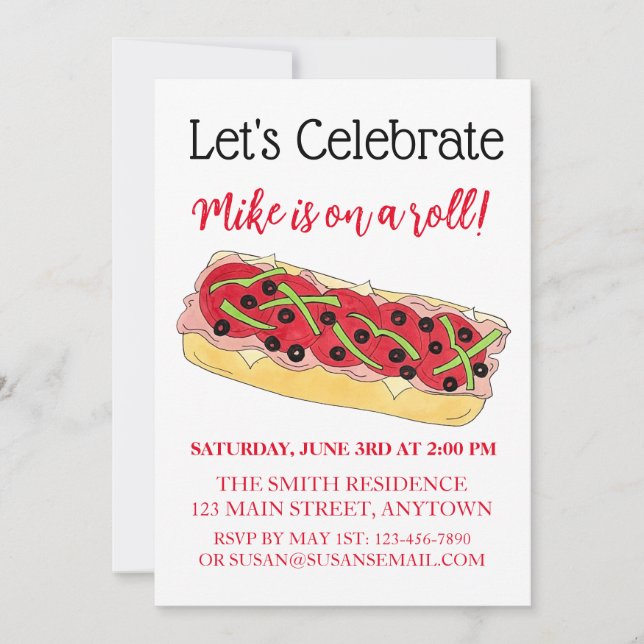 Zu einem Roll Italian Sub Sandwich gratulieren Einladung (Vorderseite)