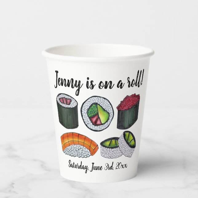 Zu einer (Sushi) Roll Gratulationen Feier Pappbecher (Vorderseite)