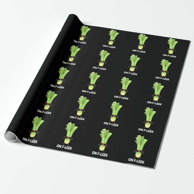 zu Fleek Funny Veggie Leek Pun Dark BG Geschenkpapier (Ungerollt)