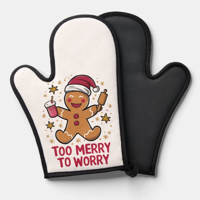 Zu froh, um sich Funny Gingerbread Weihnachten zu  Ofenhandschuh (Vorderseite/Rückseite)
