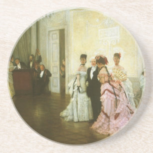 Zu früh von James Tissot, Vintage viktorianische K Sandstein Untersetzer