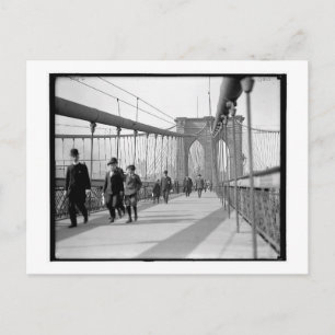 Zu Fuß über die Brooklyn Bridge, NY Vintag Postkarte