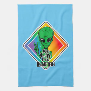 Zu Gay For Earth Funny Alien UFO Geschirrtuch