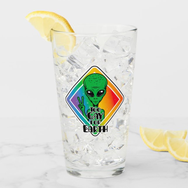 Zu Gay For Earth Funny Alien UFO Glas (Vorderseite Ice)