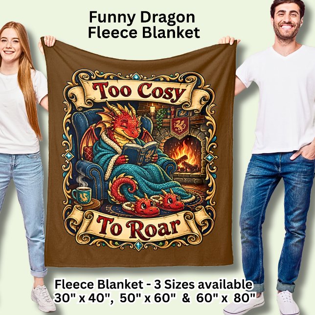 Zu gemütlich, um lustiger roter Drache zu brüllen  Fleecedecke (Von Creator hochgeladen)