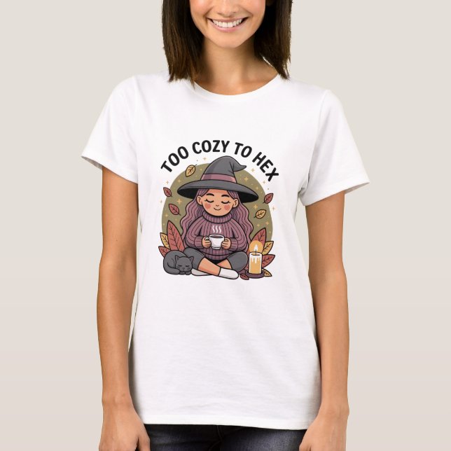 Zu gemütlich zu Hex - Chibi Hexentee T-Shirt (Vorderseite)