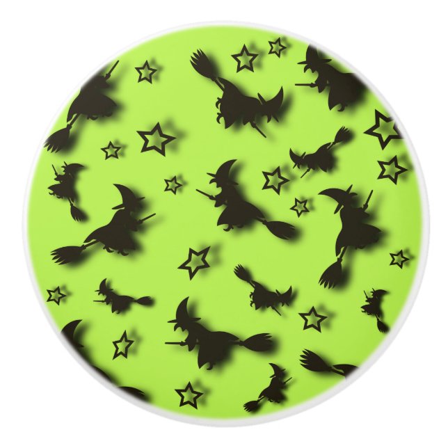 Zu Halloween Abend 3D unter Sternen fliegen Keramikknauf (Vorderseite)