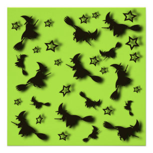 Zu Halloween Abend 3D unter Sternen fliegen Poster