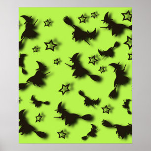 Zu Halloween Abend 3D unter Sternen fliegen Poster