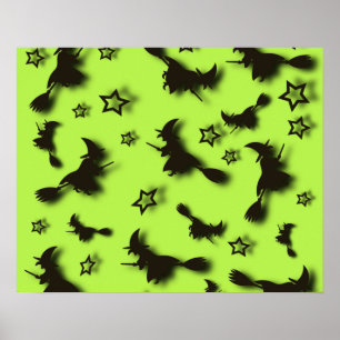Zu Halloween Abend 3D unter Sternen fliegen Poster