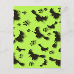 Zu Halloween Abend 3D unter Sternen fliegen Postkarte