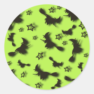 Zu Halloween Abend 3D unter Sternen fliegen Runder Aufkleber