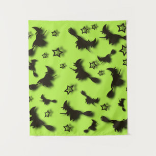 Zu Halloween Abend 3D unter Sternen fliegen Wandteppich