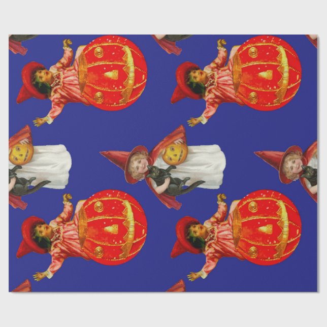 Zu Halloween-Abend gibt es Hexen und Kürbisse Geschenkpapier (Flach)